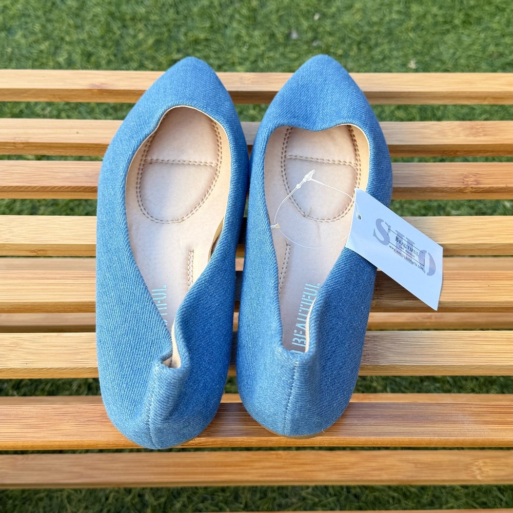 Denim Blue Women's Pointy Toe Flat
